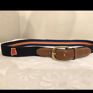Auburn University State Traditions Canvas Web Belt with Brown Leather Buckle 36